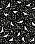 Birds and Blossoms Black Ground Design Rug