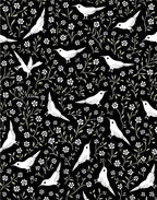 Birds and Blossoms Black Ground Design Rug
