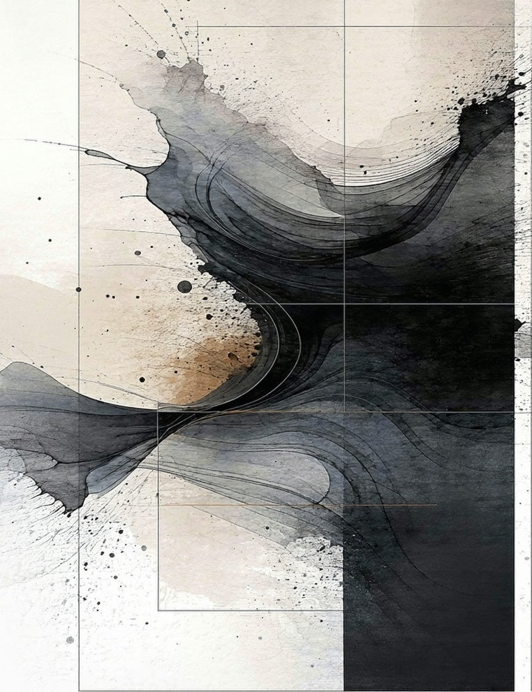 Abstract Ink Swirls With Soft Accent Rug