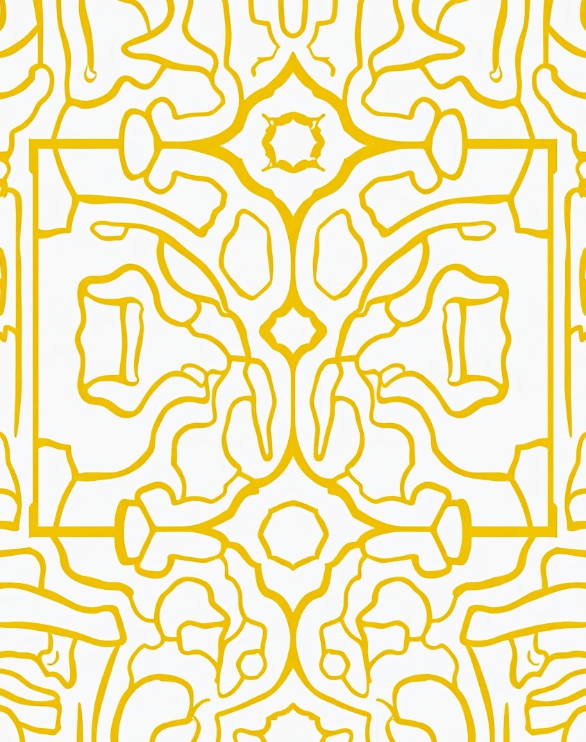Golden Abstract Swirls Repeating Pattern Rug
