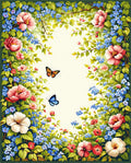 Floral Frame With Butterflies Design Rug