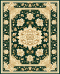 Elegant Floral Medallion Emerald Rug