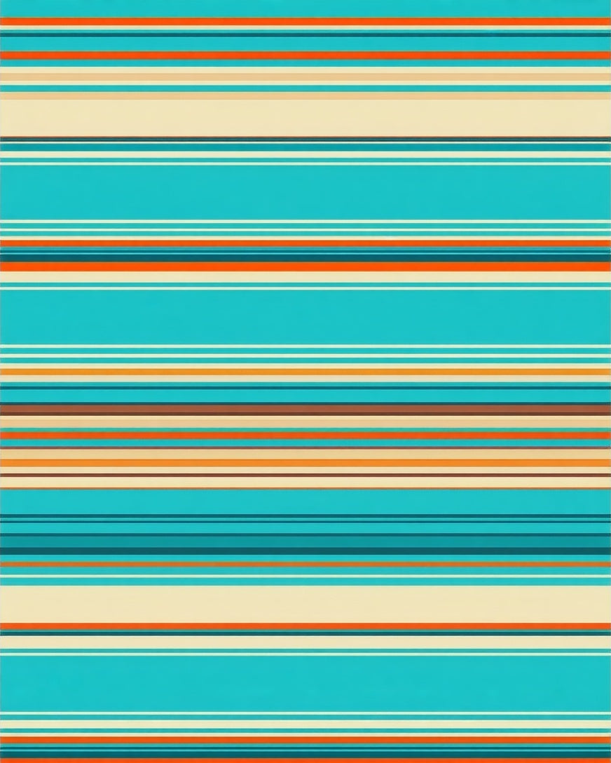 Striped Blue Orange Tan Design Rug