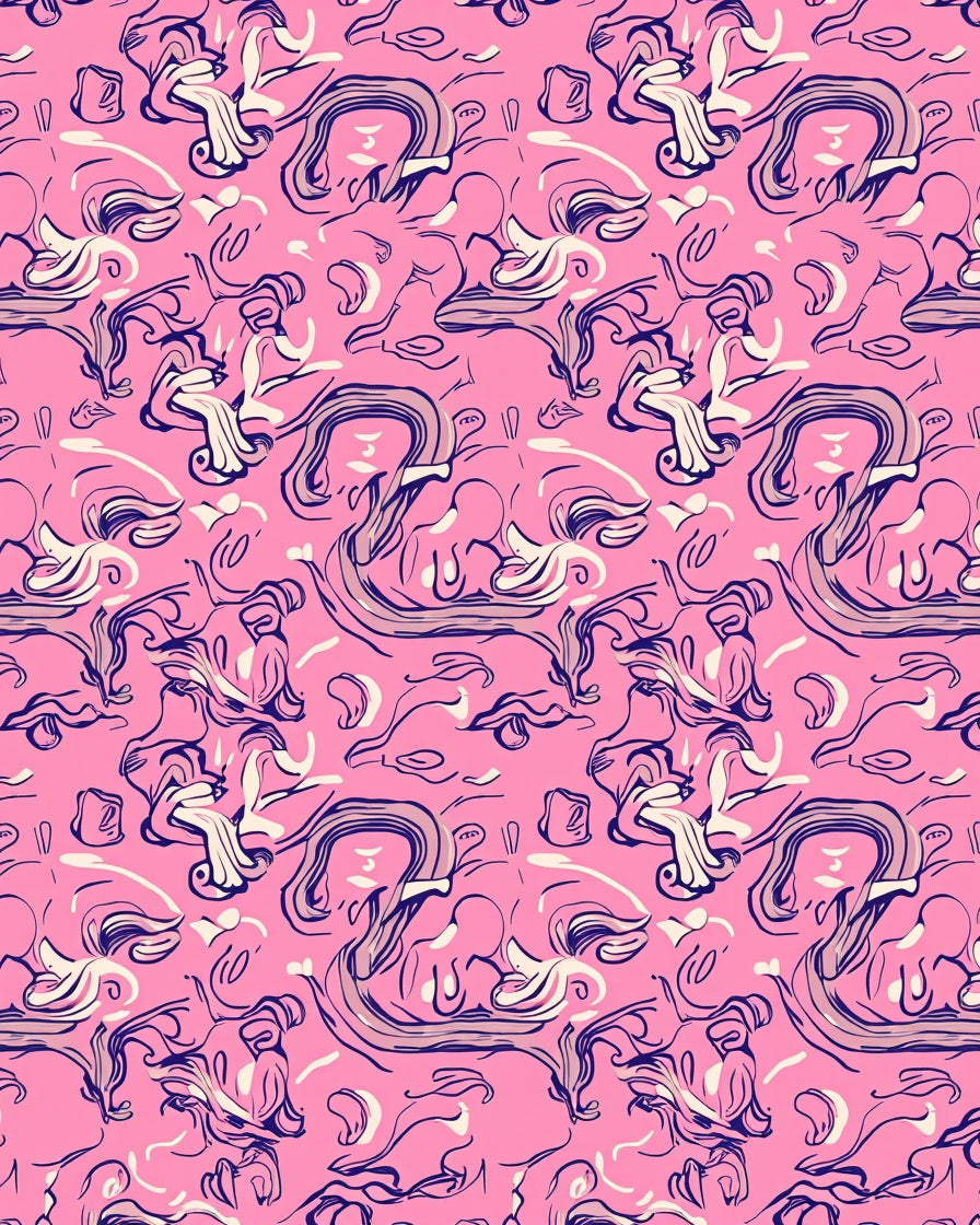 Whimsical Pink Swirl Abstract Pattern Rug