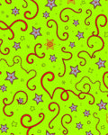 Whimsical Red Swirl Starburst Green Rug
