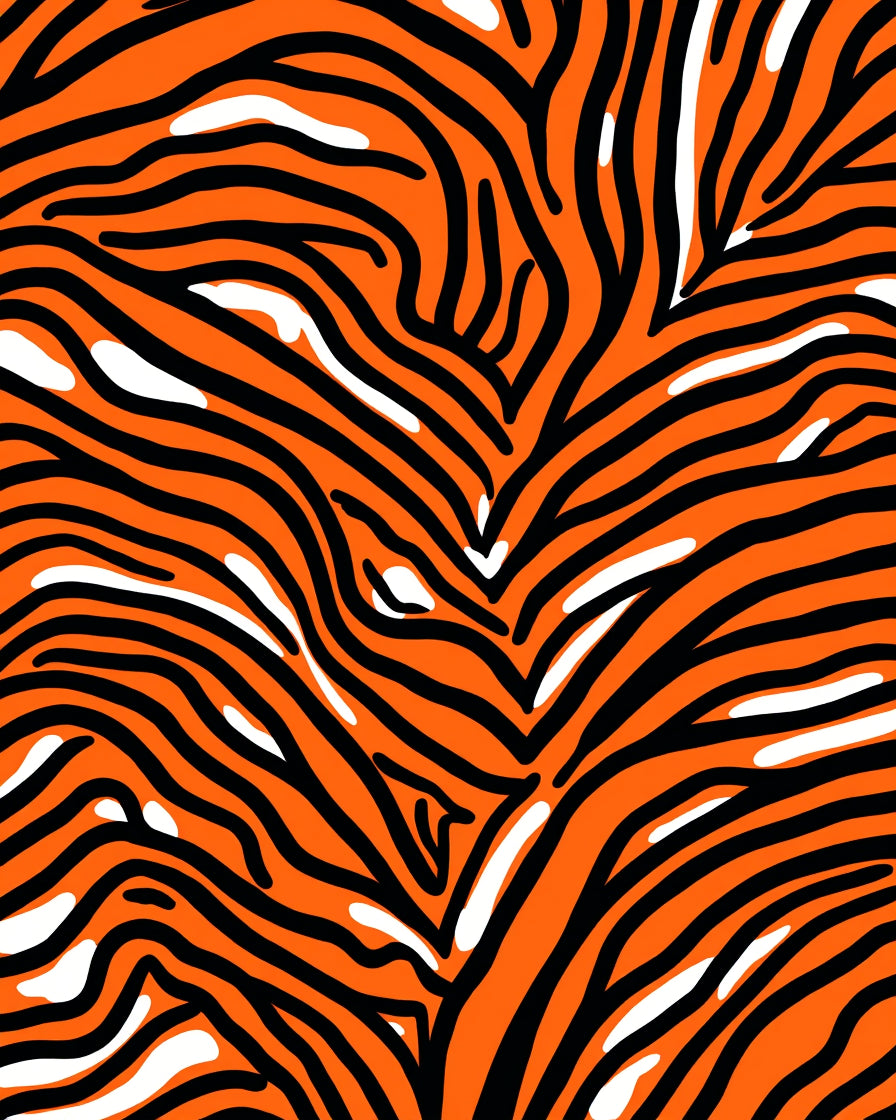 Bold Orange Black Stripes Pattern Rug