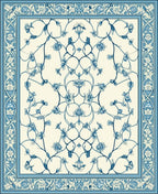 Blue Floral Vine Intricate Design Rug