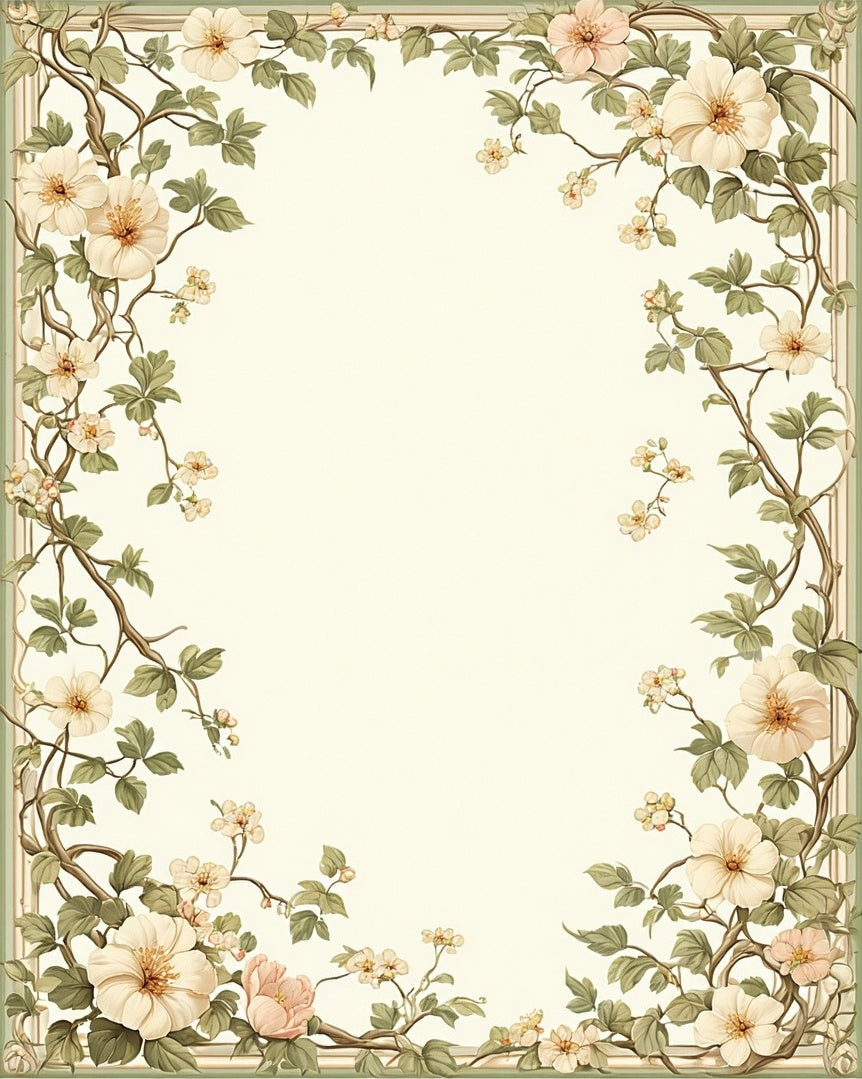 Vintage Floral Vine Botanical Print Rug