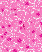Bright Pink Swirls and Flowers Pattern Rug