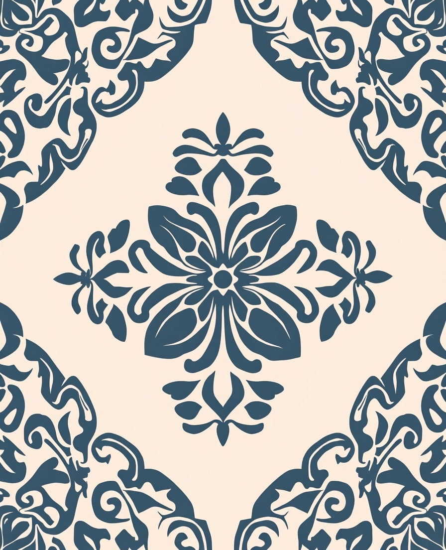 Classic Floral Damask Pattern Design Rug