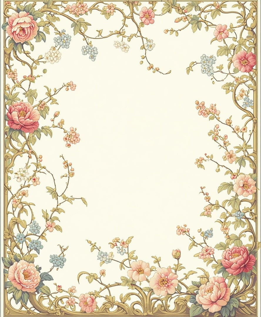 Floral Swirls With Pink Blue Flowers Rug