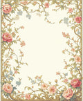 Floral Swirls With Pink Blue Flowers Rug