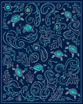Oceanic Turtle And Botanical Art Nouveau Rug