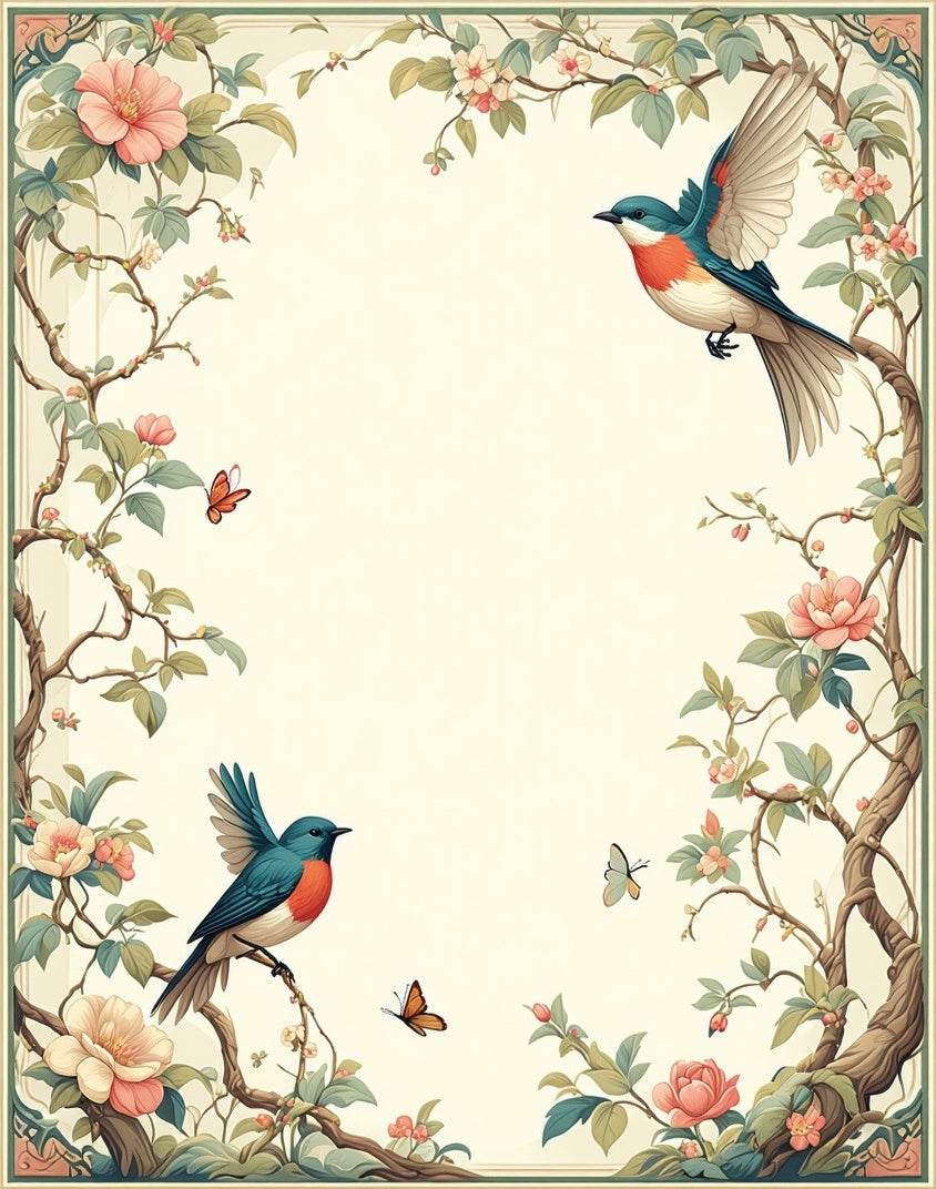 Birds and Blossoms Nature Inspired Art Rug