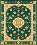 Green and Gold Floral Medallion Rug