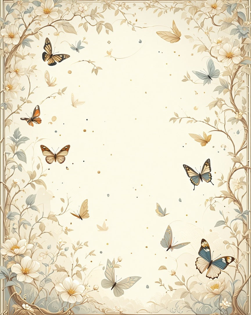 Nature Inspired Butterfly Floral Pattern Rug
