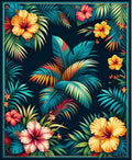 Tropical Floral Jungle Leaf Design Rug