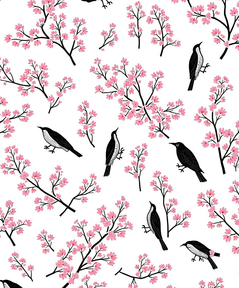 Birds and Cherry Blossom Pattern Rug
