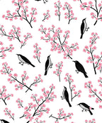Birds and Cherry Blossom Pattern Rug