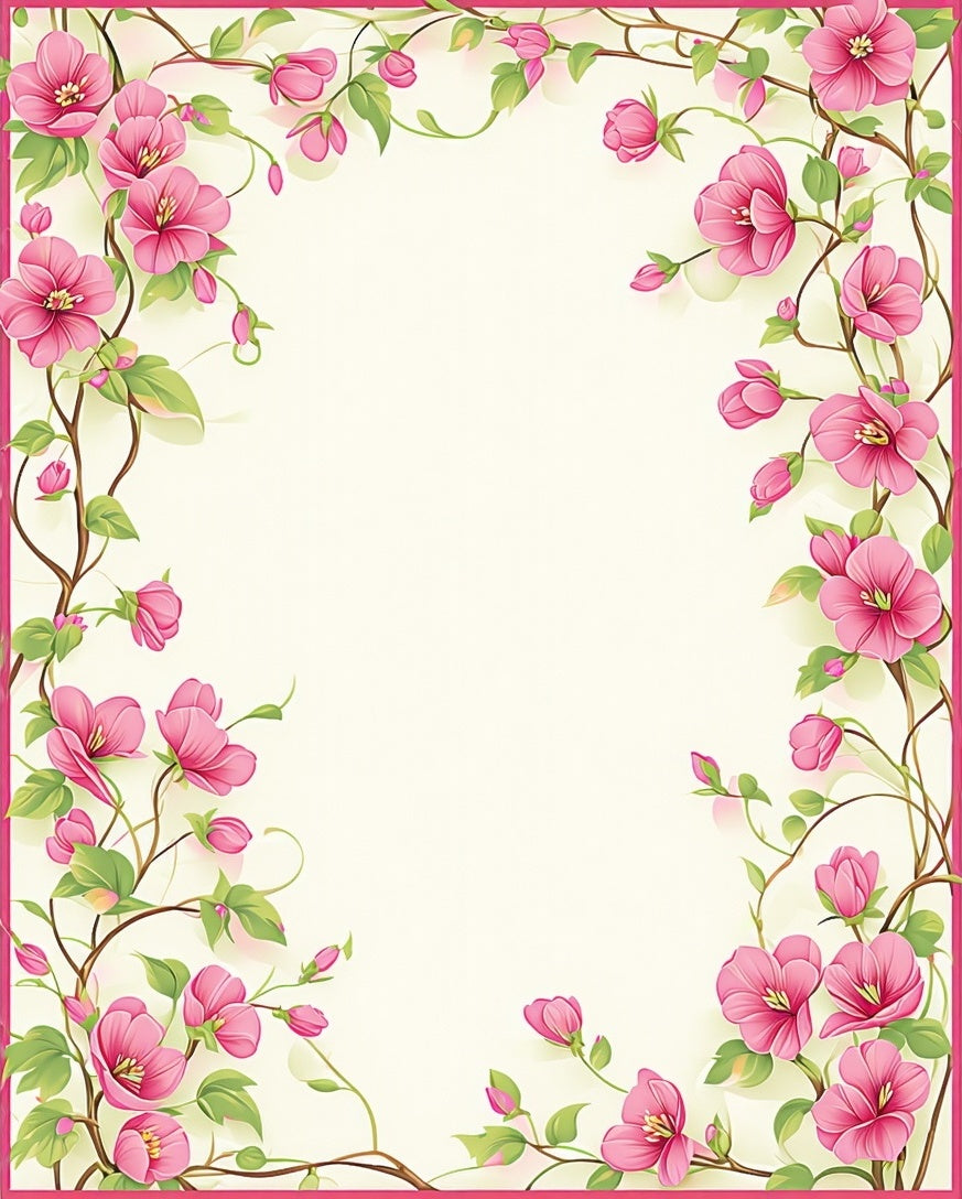 Pink Blossom Vine Pattern Design Rug