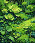 Lush Green Floral Garden Design Rug