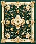 Elegant Floral Scrollwork Emerald Green Rug