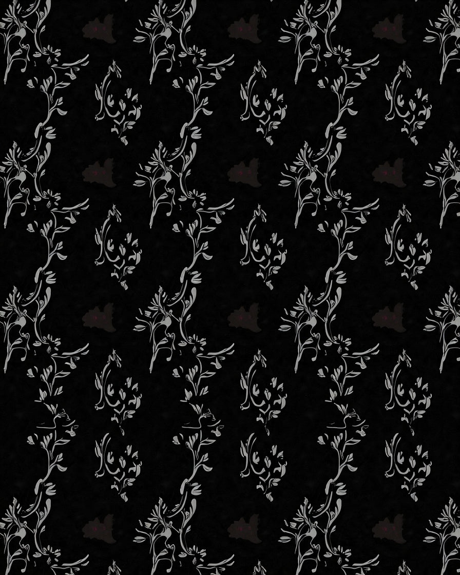 Elegant Gray Floral Vine Pattern Rug