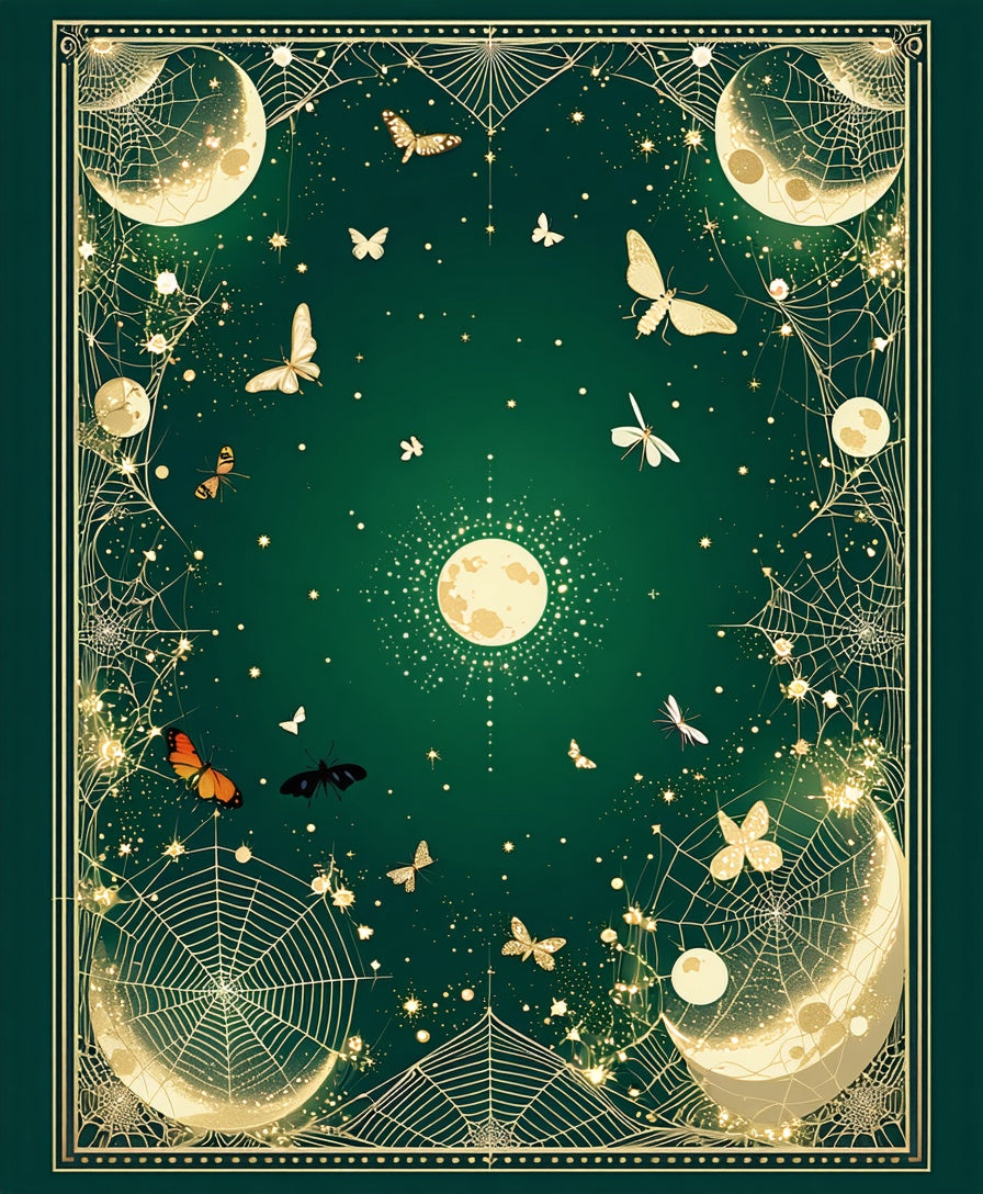 Mystical Moon Spiderweb Butterfly Design Rug