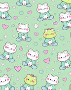 Cute Frogs And Hearts Pattern Rug