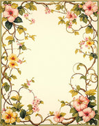 Elegant Floral Vines With Pink Yellow Blossoms Rug