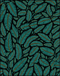 Teal And Gold Leaf Pattern Design Rug