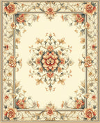 Vintage Floral Scrollwork Pattern Design Rug
