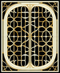 Elegant Gold Art Deco Inspired Pattern Rug