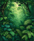 Lush Tropical Rainforest Leaf Pattern Rug