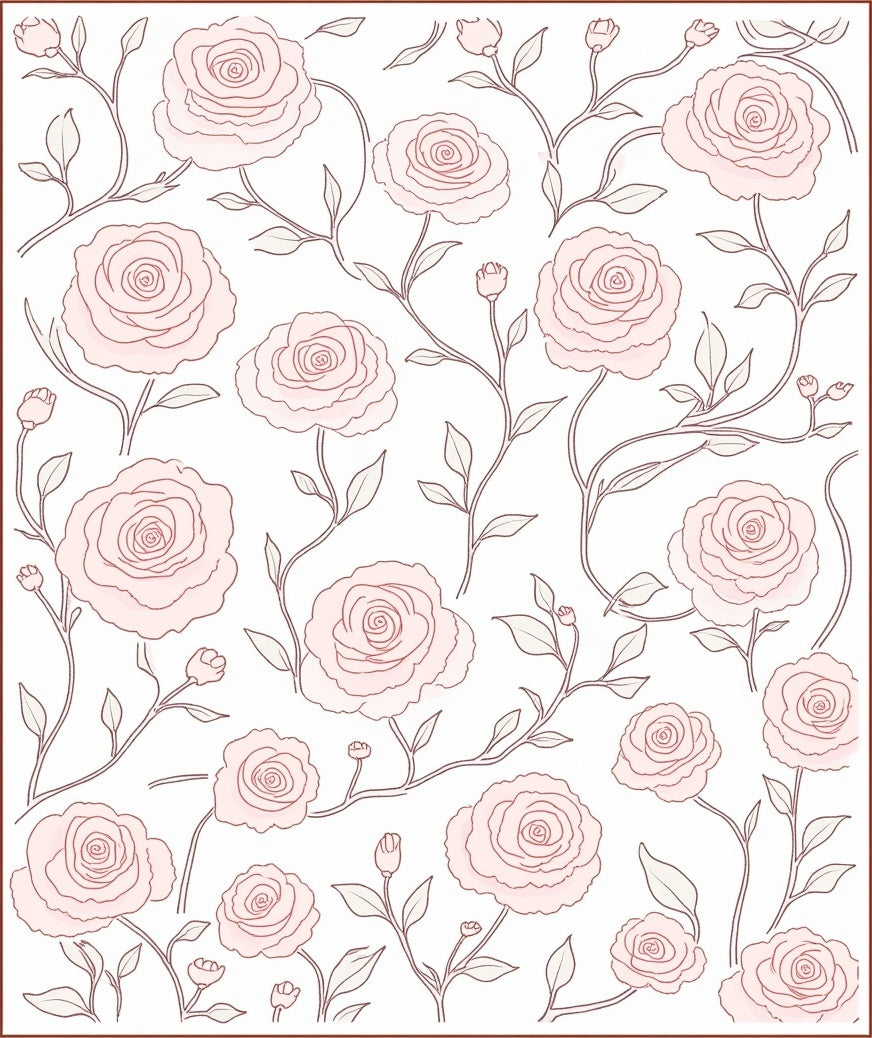 Elegant Pink White Floral Pattern Rug