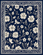 Dark Floral Whimsical Butterfly Rug