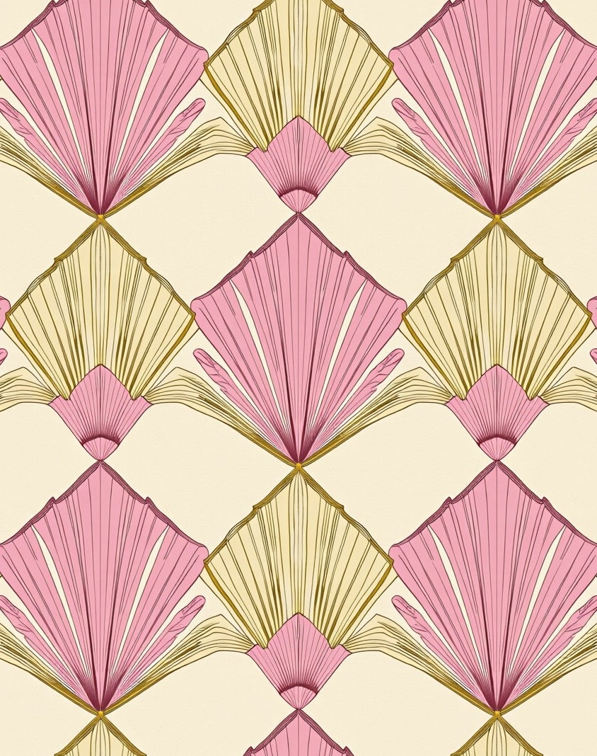 Art Deco Fan Patterned Light Rug