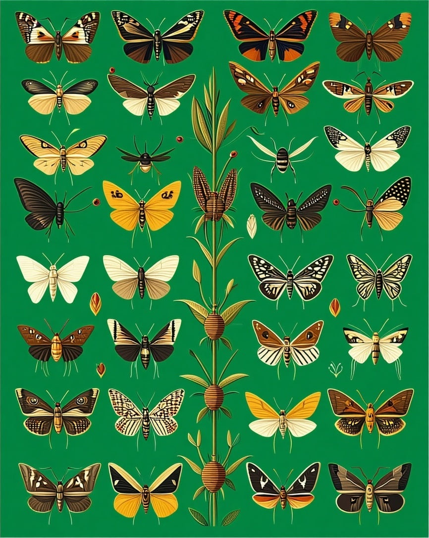 Diverse Butterfly Moth Collection Pattern Rug