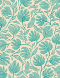 Teal Leafy Floral Art Pattern Rug