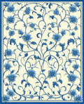 Blue Floral Vine Pattern Rug