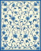 Blue Floral Vine Pattern Rug