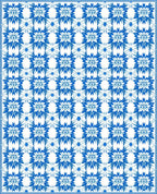Blue White Floral Symmetry Pattern Rug