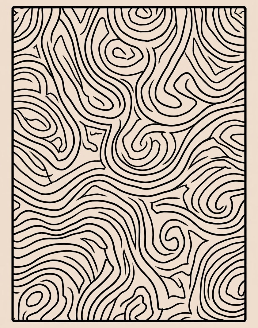 Abstract Swirl Line Art Design Rug