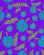 Bold Blue Floral Tropical Pattern Rug