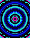 Vibrant Pink Blue Psychedelic Sunburst Rug