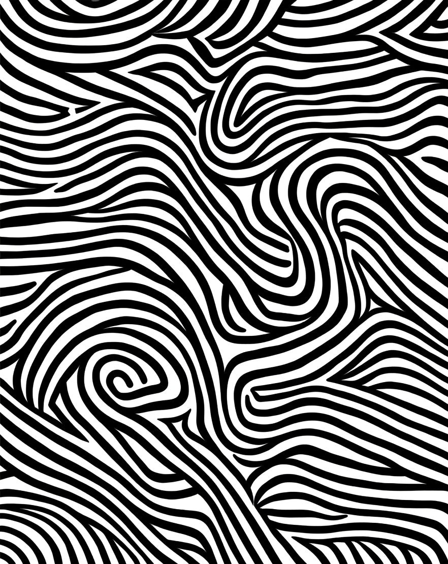 Monochrome Wavy Pattern Rug