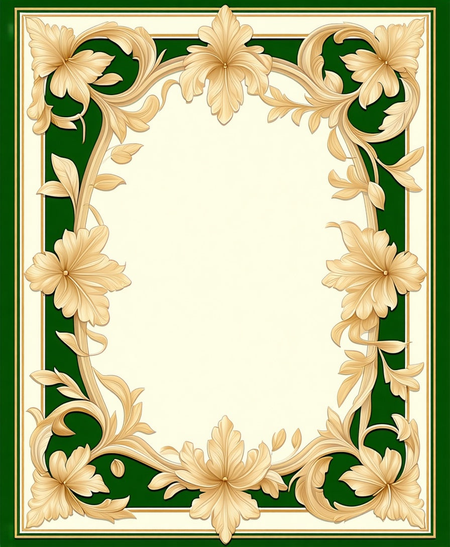 Elegant Gold Floral Scroll Design Rug