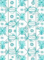 Teal Geometric Floral Arrangement Rug