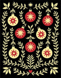 Red Yellow Christmas Bauble Garland Rug