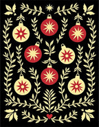Red Yellow Christmas Bauble Garland Rug